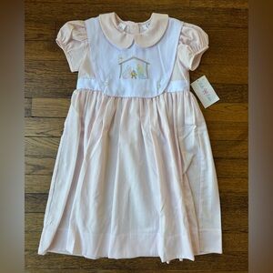 NWT Lulu Bebe Pink Christmas Dress with Removable Nativity Bib size 6